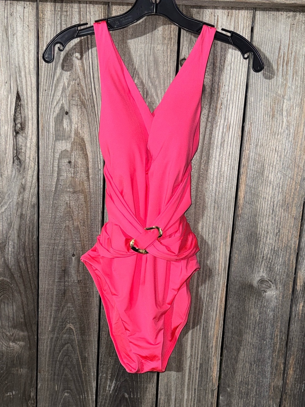 Trina Turk Hot Pink One Piece Swimsuit with Gold Ring Detail - Picture 2 of 9